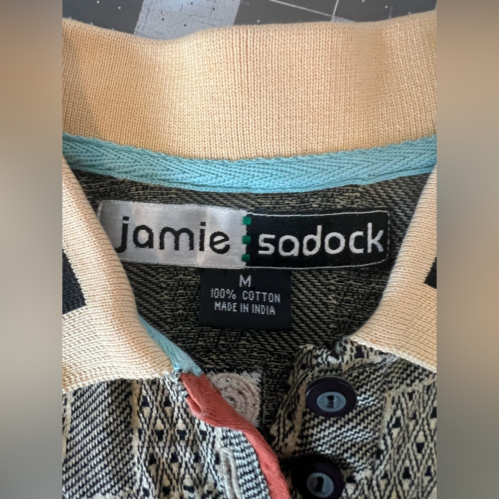 Jamie Sadock knit Checkered Sleeveless golf Polo size M - Picture 6 of 11